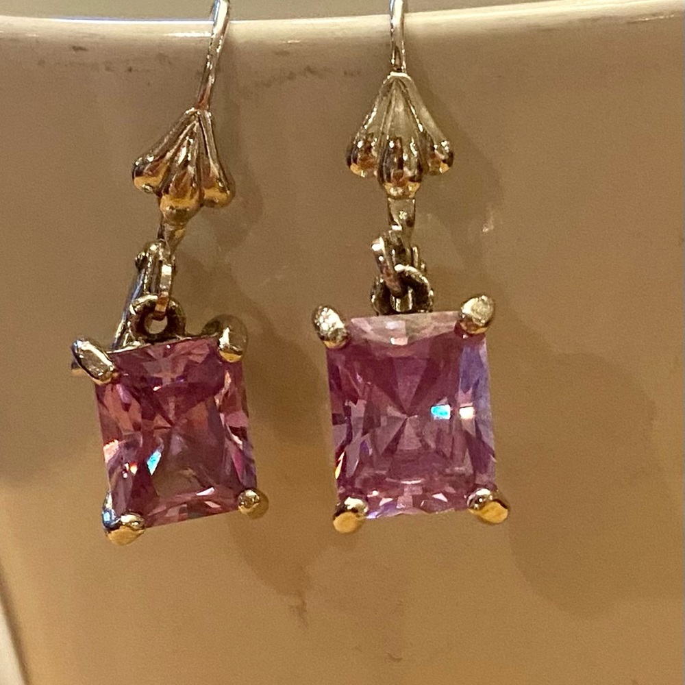Silver and cut glass earrings.